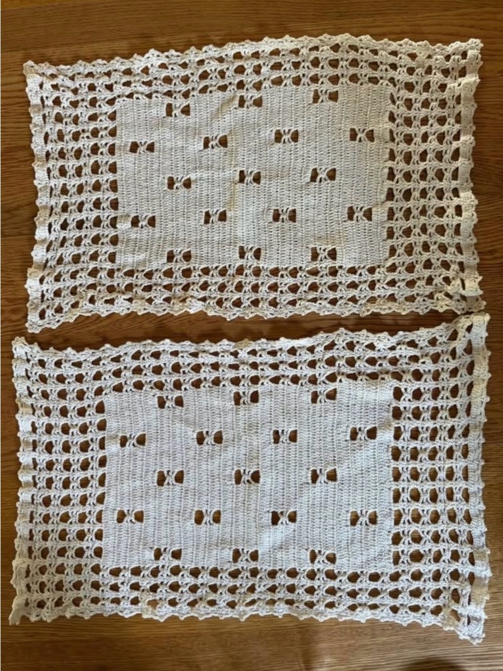 Handmade Vintage Crochet Rectangle Placemat - Cream